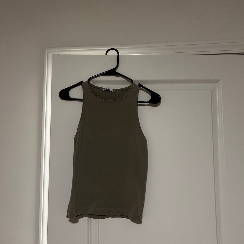 Zara Olive Green Sleeveless Top